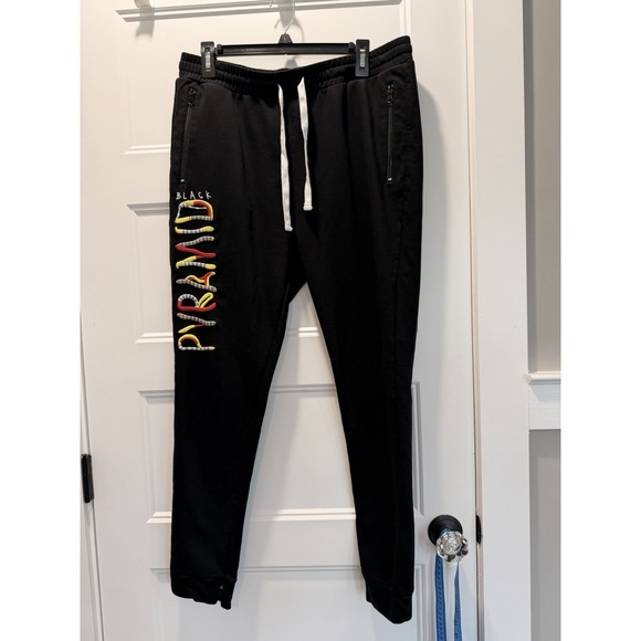Bkack Pyramid Other - Black Pyramid Chris Brown Spellout Joggers Mens XXL Black Embroidered Sweatpants